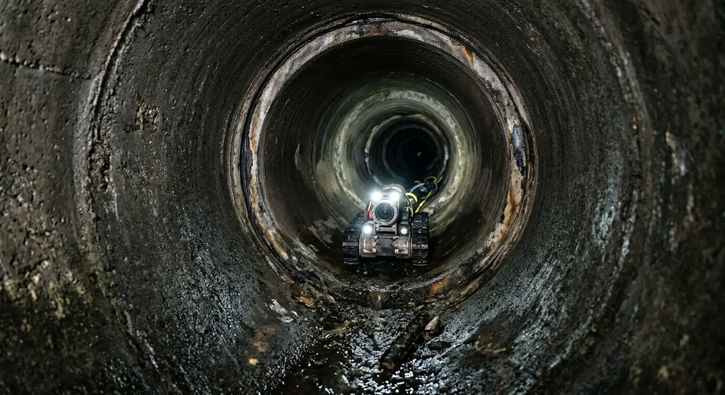 Robotic sewer camera inspecting pipe interior for Drain Snake Service in Cary